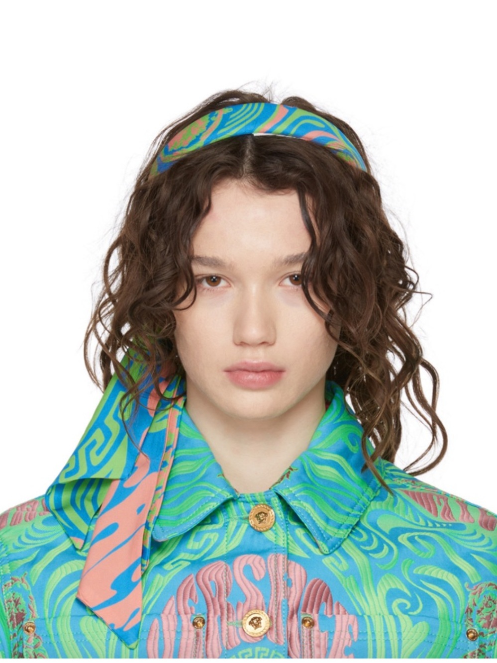 Versace Medusa Music Print Silk Headband